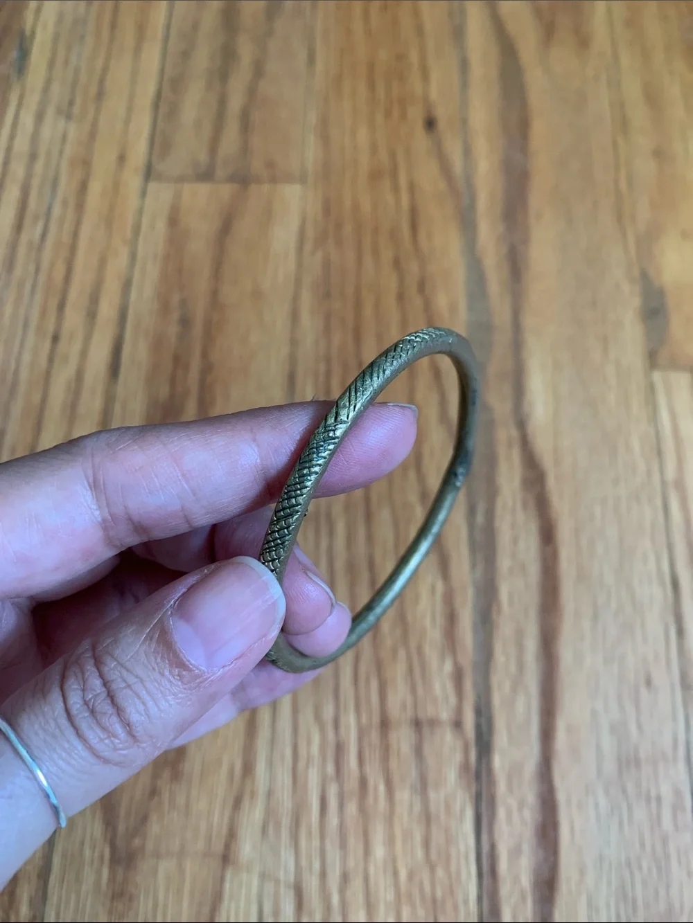 Brass Textured Bangle Bracelet - Women Accessories
